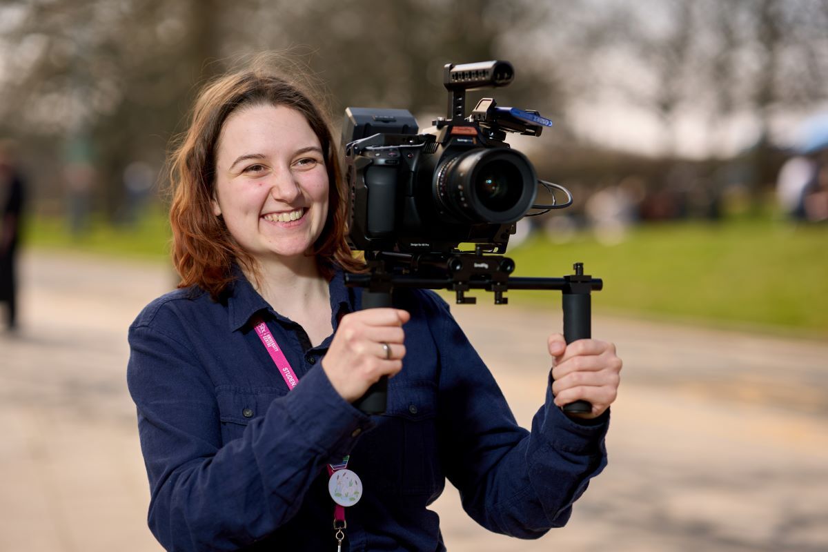 A Film student operates a camera York School of Art