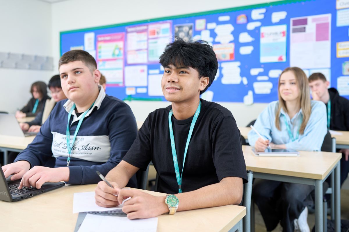 A group of business studies students in class