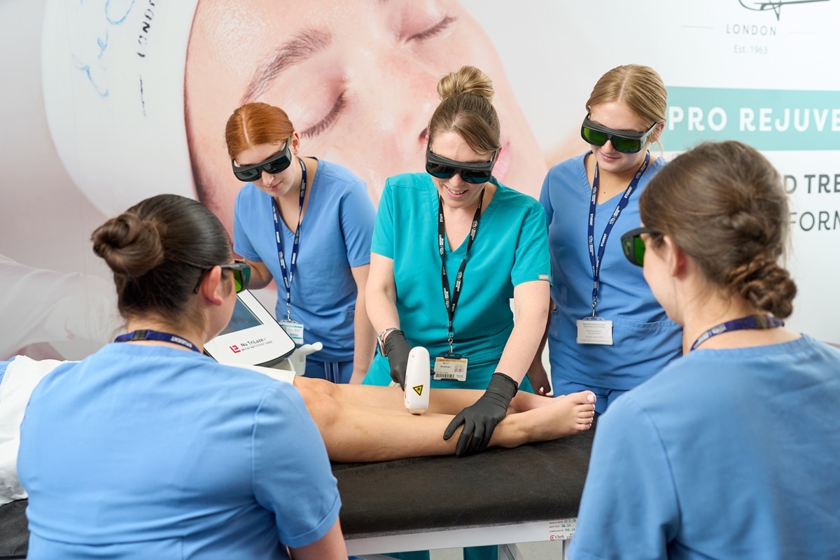 A tutor demonstrates laser hair removal L5 Aesthetics