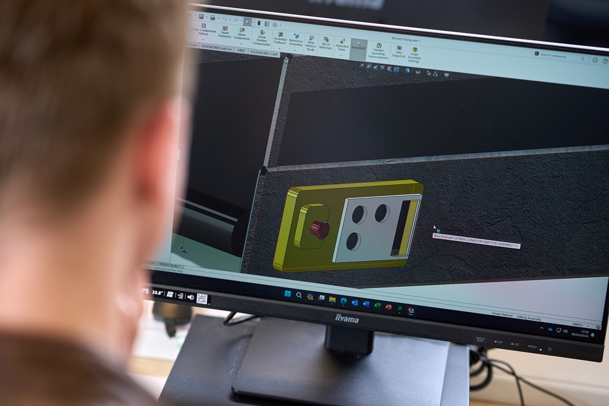 Engineering student using CAD software