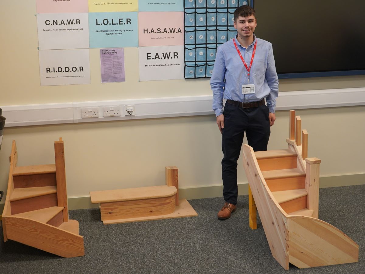 Freddie Carr with stairs