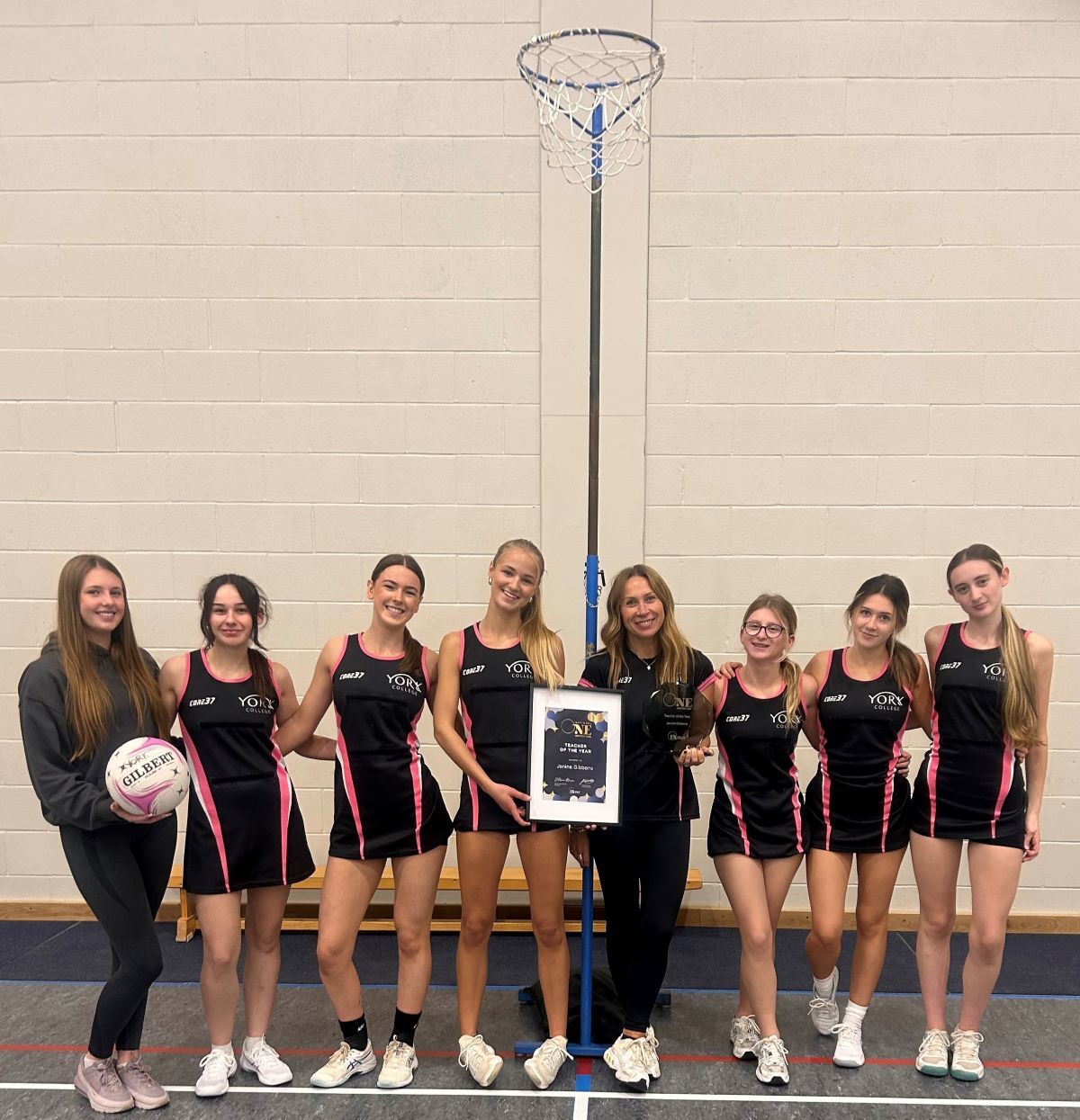 Netball team and Janine Gibbons best