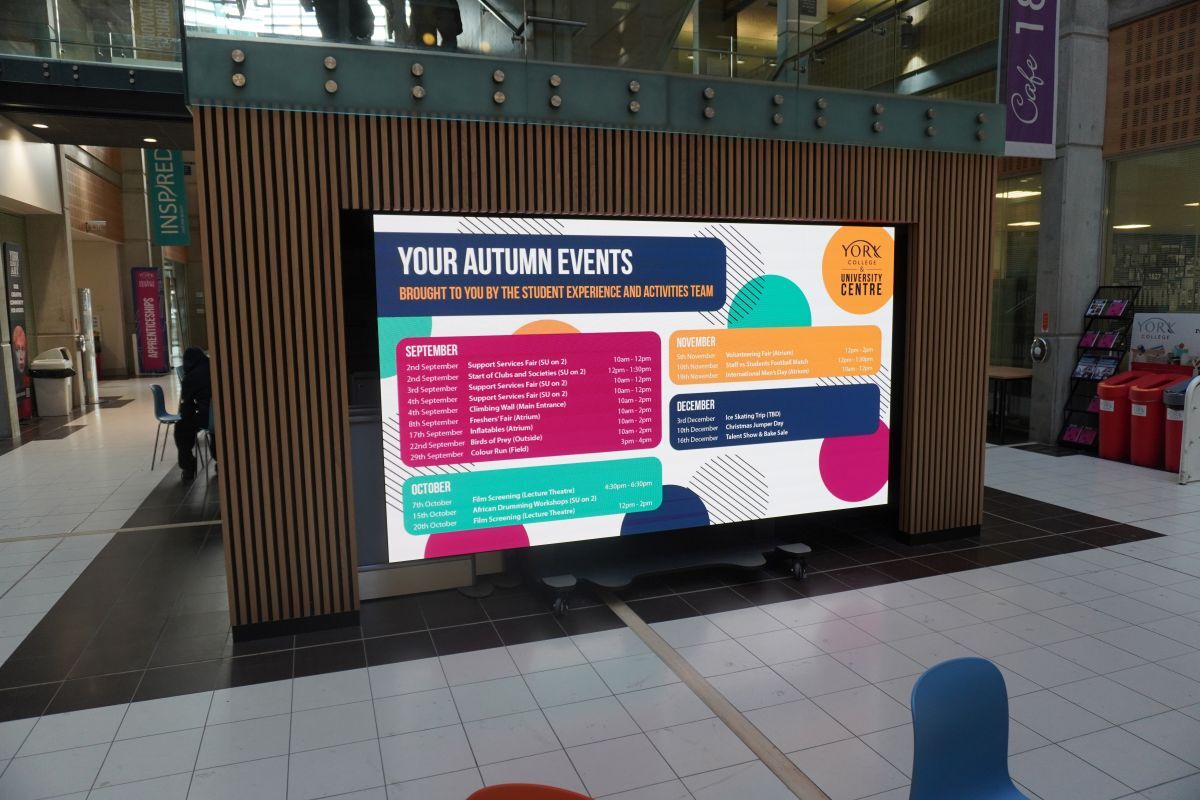 New LCD screen in atrium