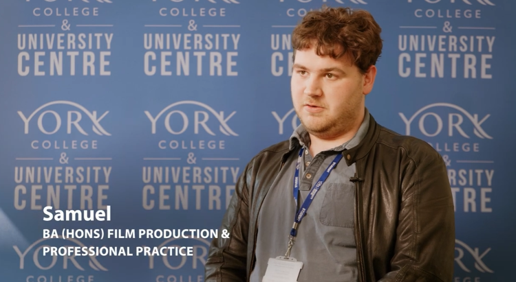 Samuel student talking to camera BA Film