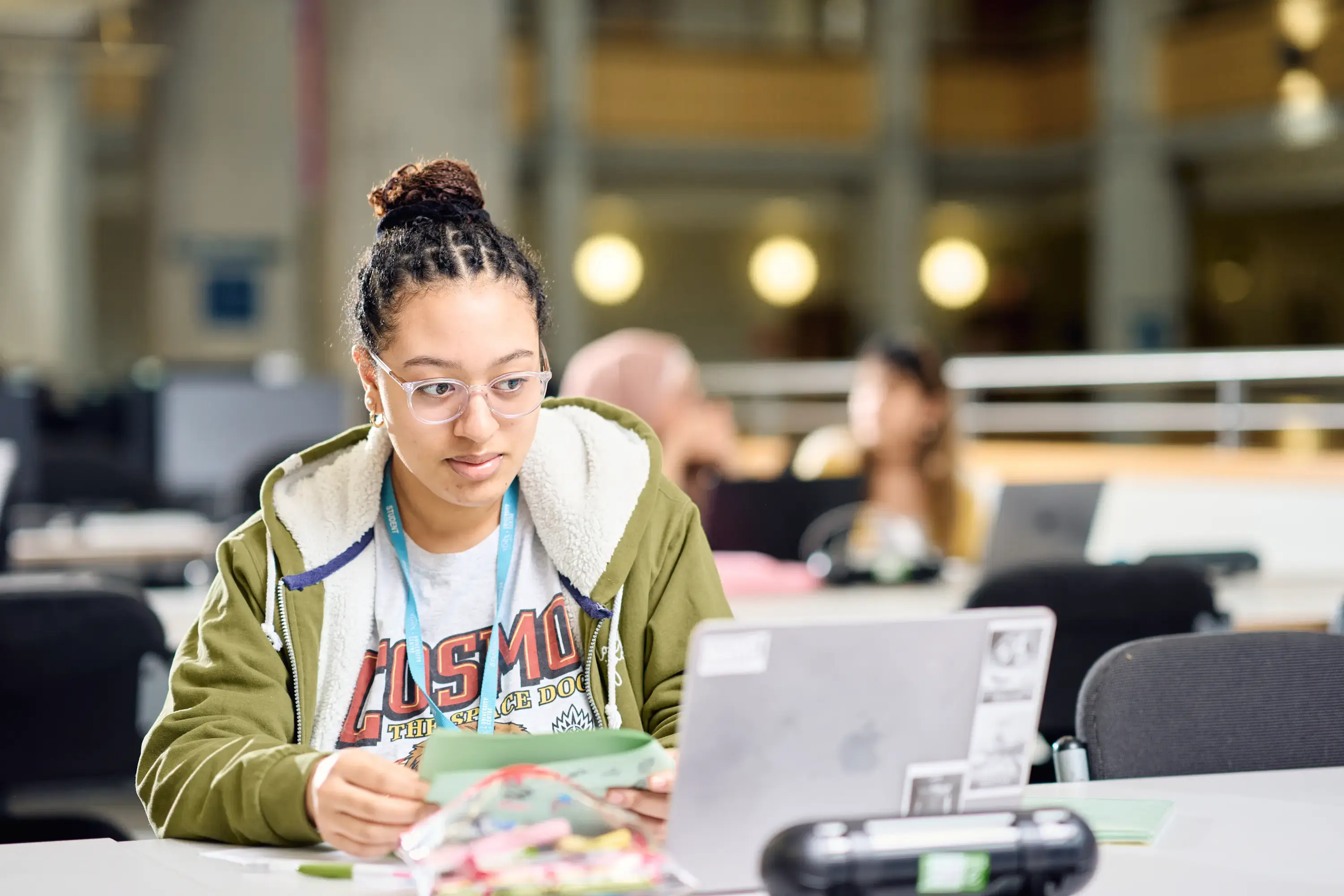Student sat at computer