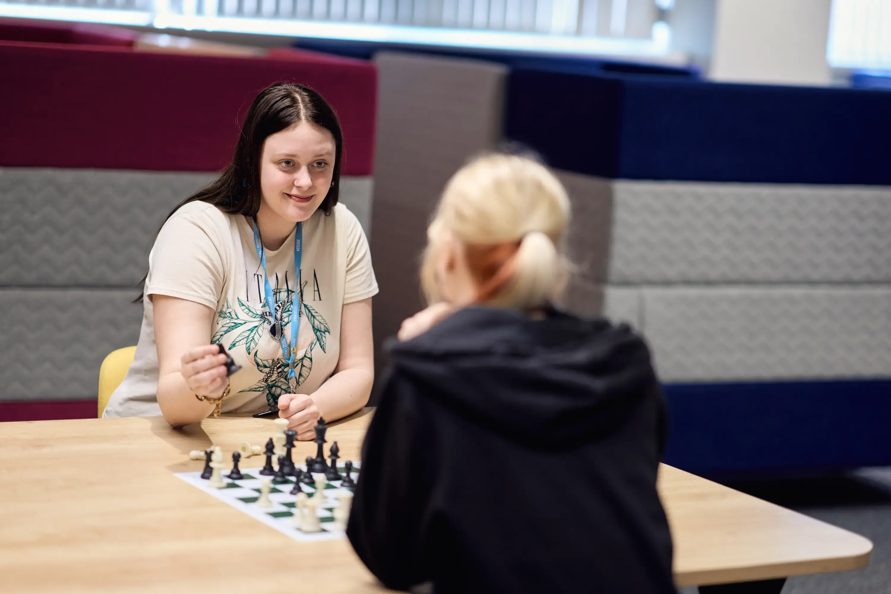 Students playing chess