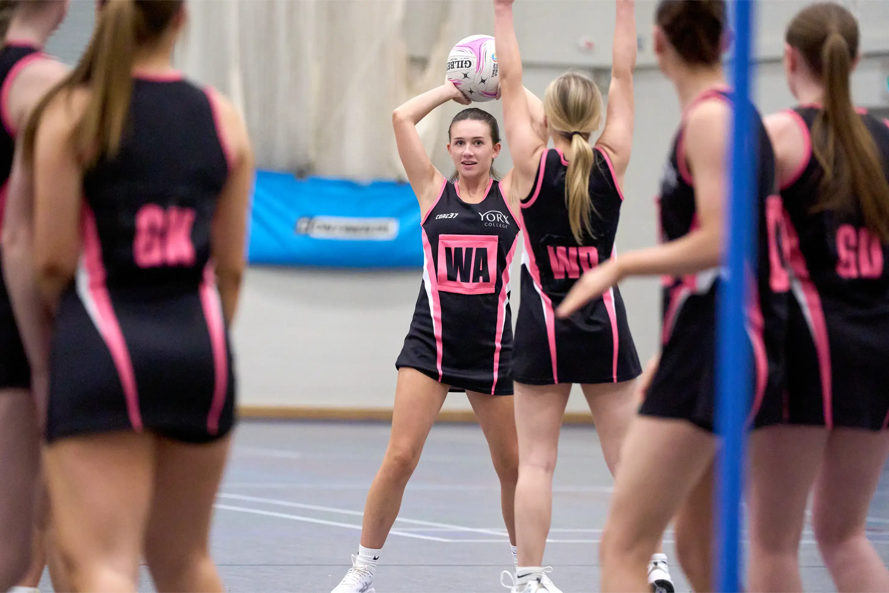 Students playing netball