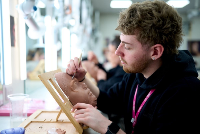 A student is creating prosthetics Media Make up