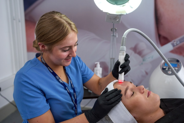 A student performs IPL L4 Aesthetics