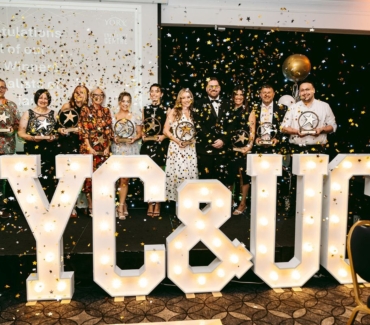 Brilliance Awards 2026 winners group photo with confetti
